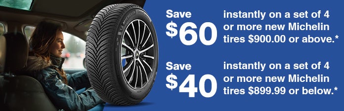 Save $40 - $60 on select Michelin Tires