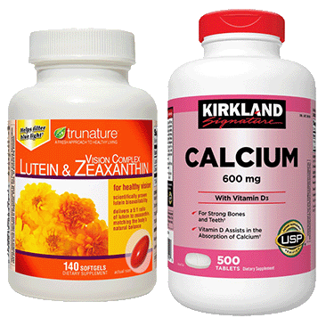 trunature Vision Complex Lutein and Zeaxanthin or Kirkland Signature Calcium 600 mg with Vitamin D3