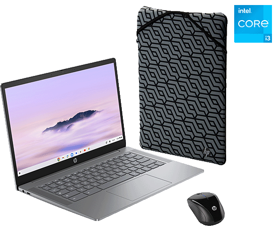 HP 14-inch Chromebook Plus Laptop Bundle with Intel Core i3 Processor