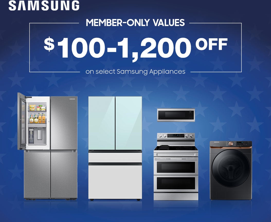 Select Samsung Appliances. $100 - $1200 OFF