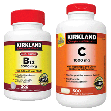 Kirkland Signature Quick Dissolve B-12 5,000 mcg or Vitamin C 1,000 mg