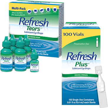 Refresh Tears Lubricant Eye Drops Multi-Pack or Refresh Plus Preservative-Free Lubricant Eye Drops