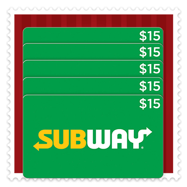 Subway Five Restaurant $15 eGift Cards ($75 Value)