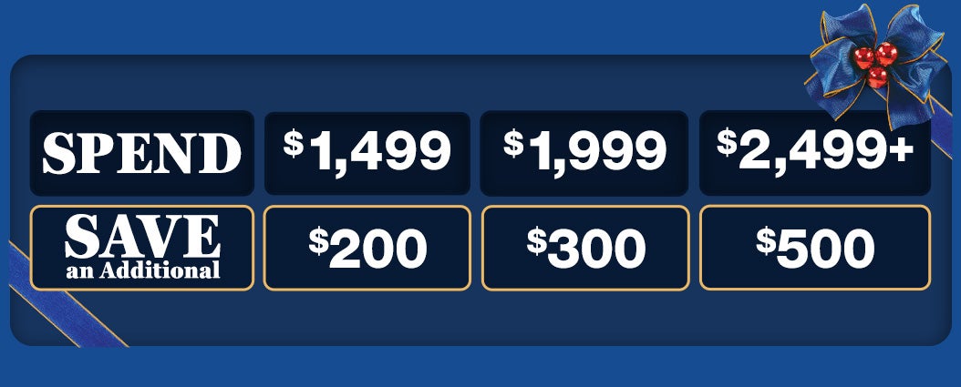 Additional Savings on Select Appliances. Spend $1499 Save an Additional $200.Spend $1999 Save an Additional $300.Spend $2499+ Save an Additional $500.Online-Only.Valid 8/9/25-12/31/25.While Supplies Last.Limit 1 Redemption per membership.
