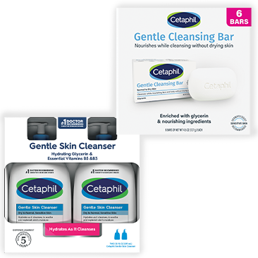 Cetaphil Gentle Skin Cleanser 2/20 fl oz
AND/OR Gentle Cleansing Bar 6/4.5 oz