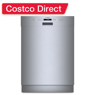 Bosch 300 Series Front Control Pocket Handle Dishwasher, Stainless Steel Tub, Removable 3rd Rack, 46 dBa