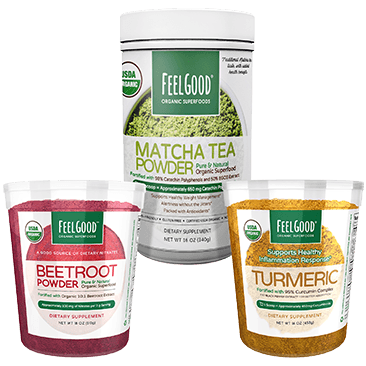 Feel Good USDA Organic Beetroot Powder, Matcha Tea Powder or Turmeric Powder