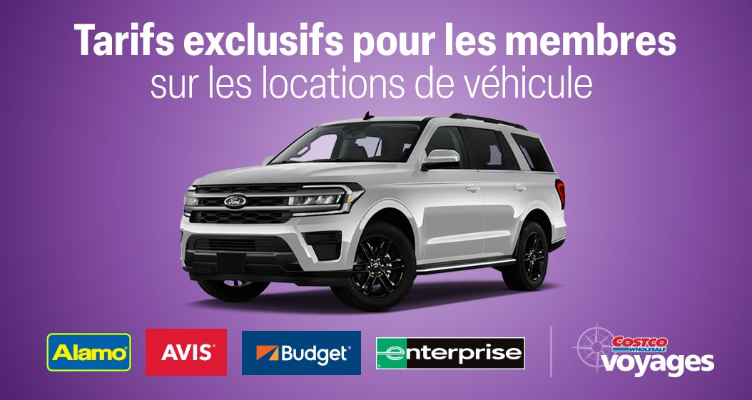 Tarifs exclusifs pour les members sur les locations de vehicule. Alamo, AVIS, budget, enterprise. Costco wholesale voyages.