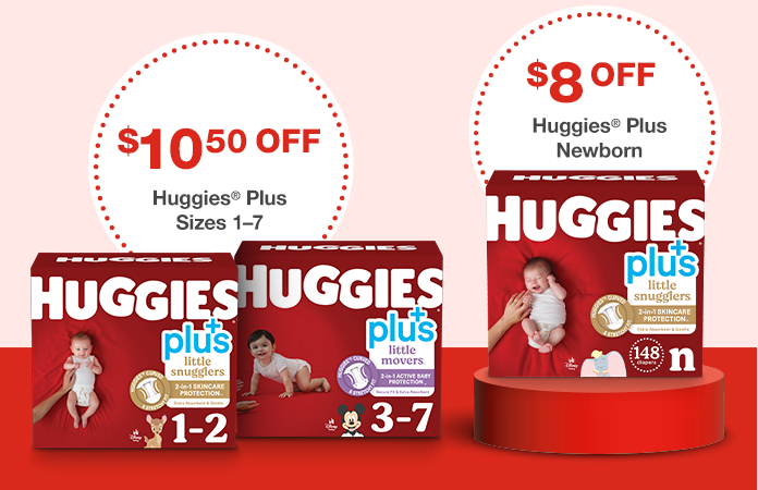 Huggies Plus Diapers Size Newborn Huggies Plus Diapers Sizes 1 - 2 Huggies Plus Diapers Sizes 3 - 7