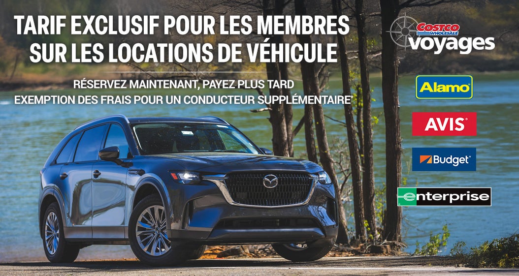 Tarif exclusif pour les membres sur les locations de véhicule. Réservez maintenant, payez plus tard. Exemption des frais pour un conducteur supplémentaire*