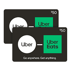 Uber - Two $50 eGift Cards