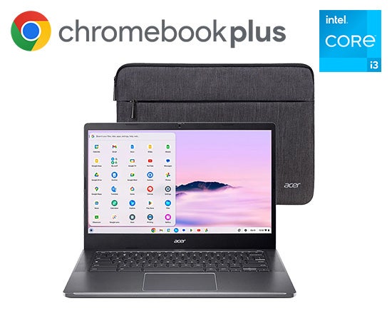 HP 14-inch Chromebook Plus Laptop Bundle with Intel Core i3 Processor