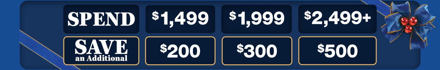 Additional Savings on Select Appliances. Spend $1499 Save an Additional $200.Spend $1999 Save an Additional $300.Spend $2499+ Save an Additional $500.Online-Only.Valid 8/9/25-12/31/25.While Supplies Last.Limit 1 Redemption per membership.