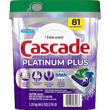 Cascade Platinum Plus Dishwasher Detergent ActionPacs, Fresh, 81-Count