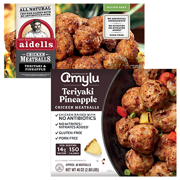 Amylu OR Aidells Terriyaki & Pineapple Chicken Meatballs