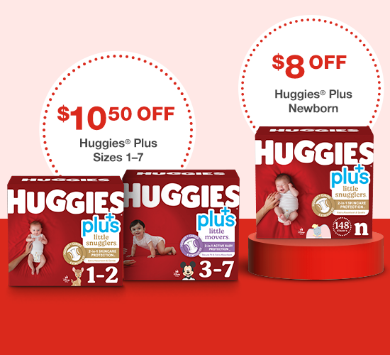 Huggies Plus Diapers Size Newborn Huggies Plus Diapers Sizes 1 - 2 Huggies Plus Diapers Sizes 3 - 7