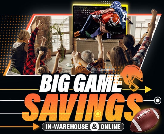 new TV savings with Big Game Savings in warehouse and online