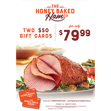 The Honey Baked Ham Co., Two $50 Mailed-Gift Cards ($100 Value)