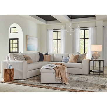 Flexsteel Modular Sectional with Storage Ottoman in Light Tan