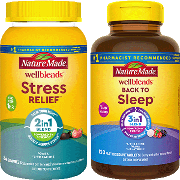 Nature Made Wellblends Stress Relief Gummy or Back to Sleep Dissolve Tablets