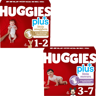 Huggies Plus Diapers Sizes 3 - 7