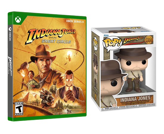 Indiana Jones and the Great Circle Game and Indiana Jones Funko Pop - Xbox Series X