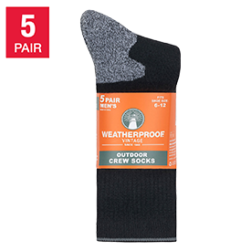 Weatherproof Vintage Men's Outdoor Crew Sock, 5-Pair