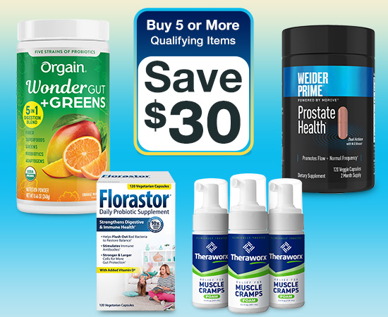 Buy 5 or more qualifying pharmacy items, save $30