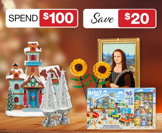 Spend & Save on Toys & Decor Spend $100 Save $20