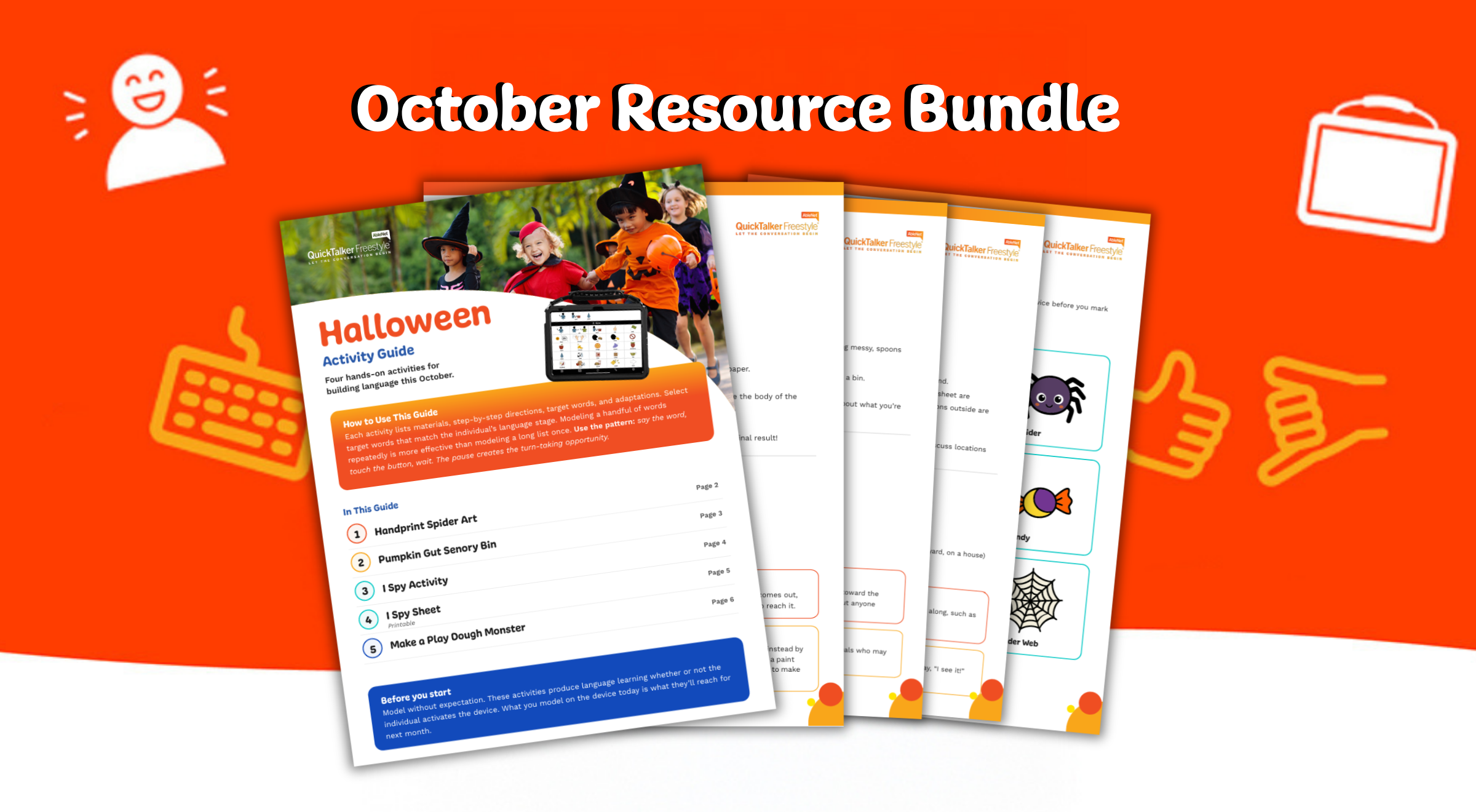 October Resource Bundle: Halloween Activity Guide and other QuickTalker Freestyle resources