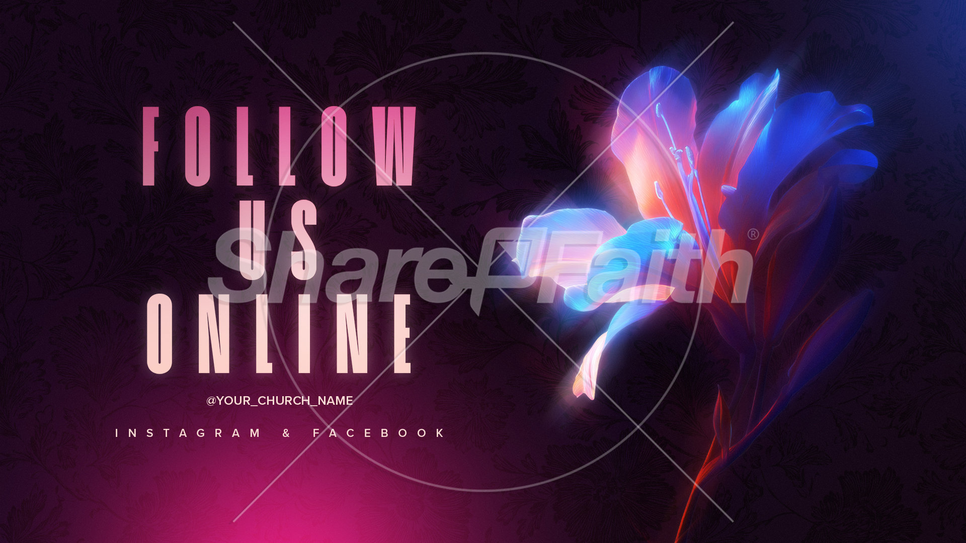 Flourish Neon Flower – Follow Us Online: Title Graphics