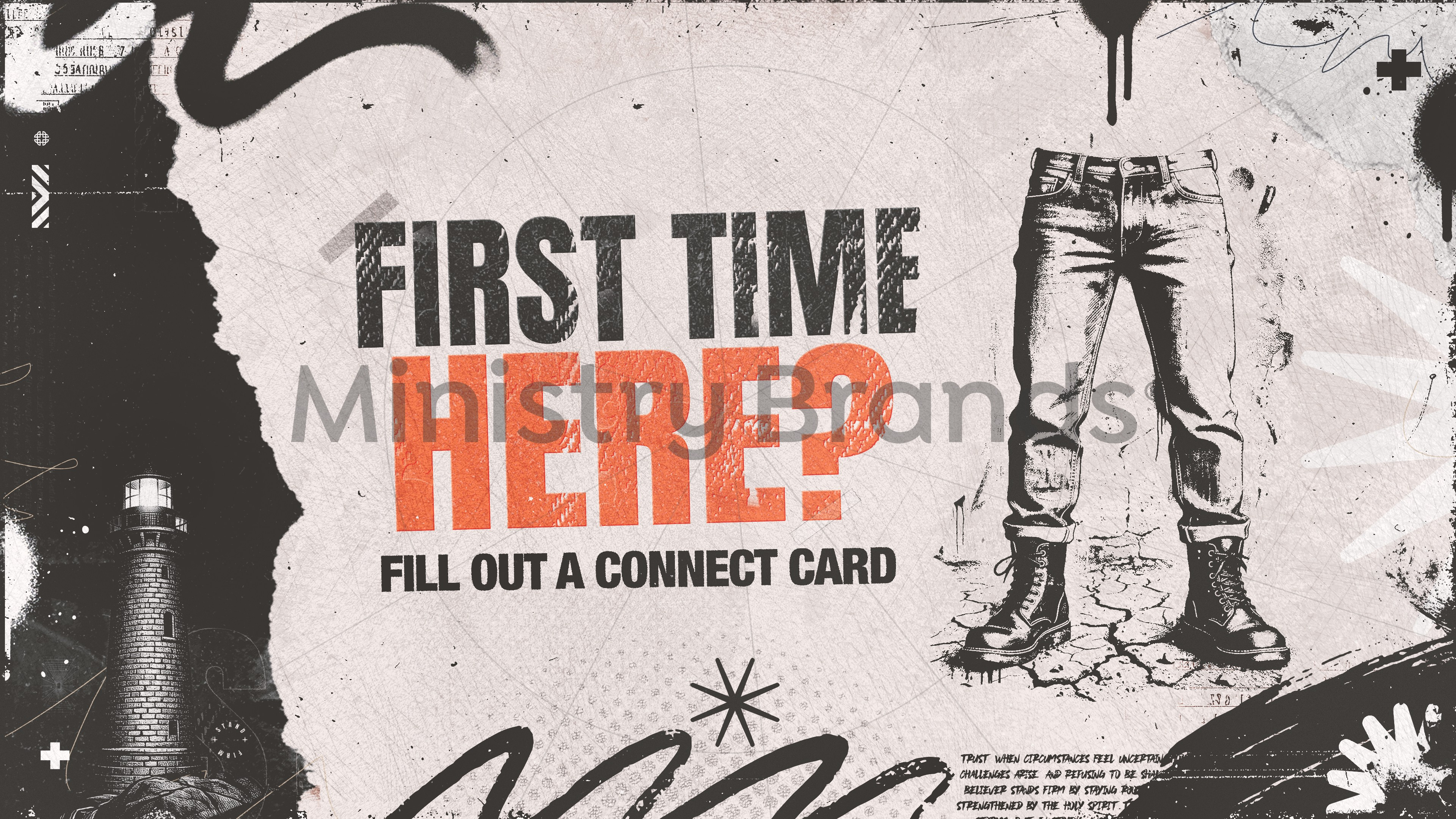 Stand Firm Orange Grunge – First Time Here: Title Graphics