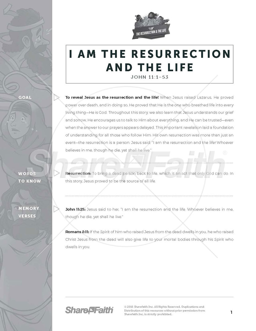 John 11 I am the Resurrection and the Life Bible Curriculum