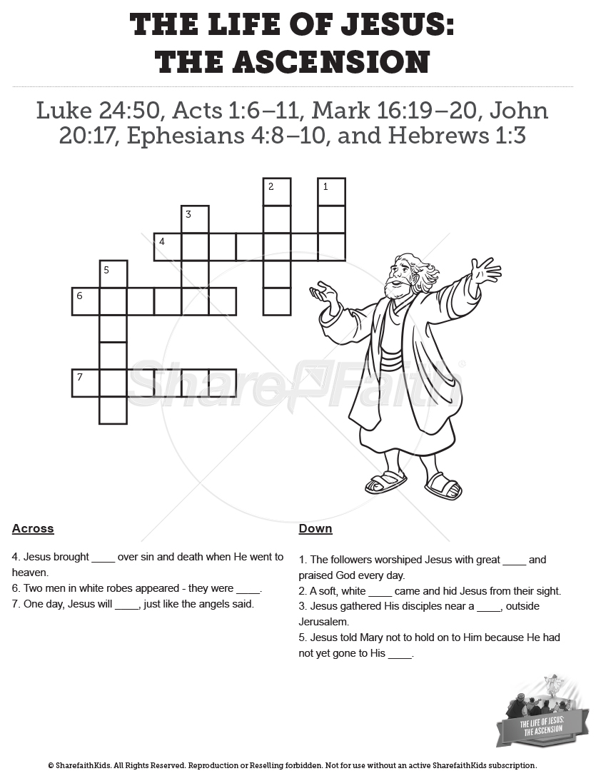 The Life of Jesus – The Ascension: Crossword