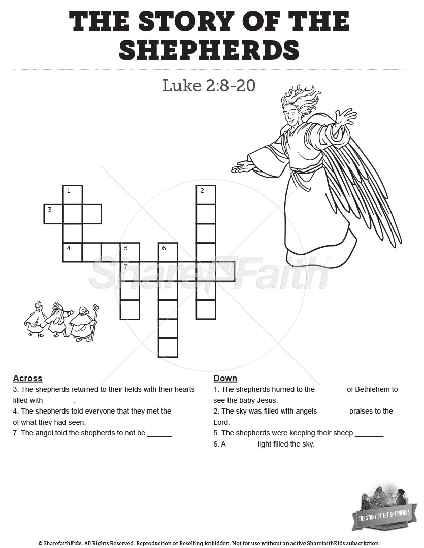 ShareFaith Media The Story of the Shepherds: Crossword ShareFaith Media