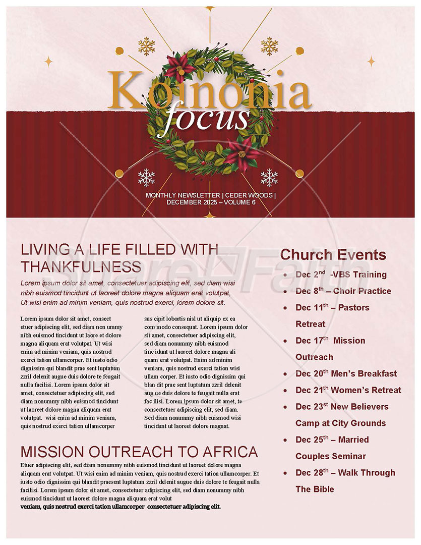 Christmas Prayer Service: Newsletter