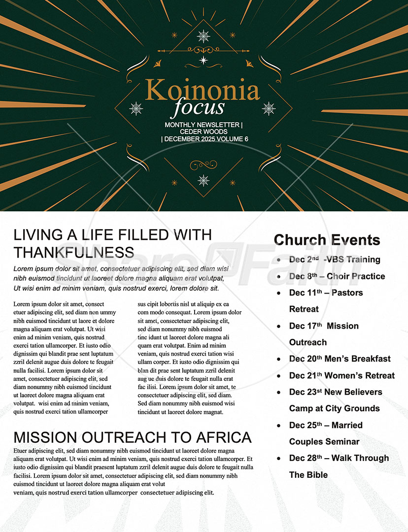 Christmas Eve Green: Newsletter
