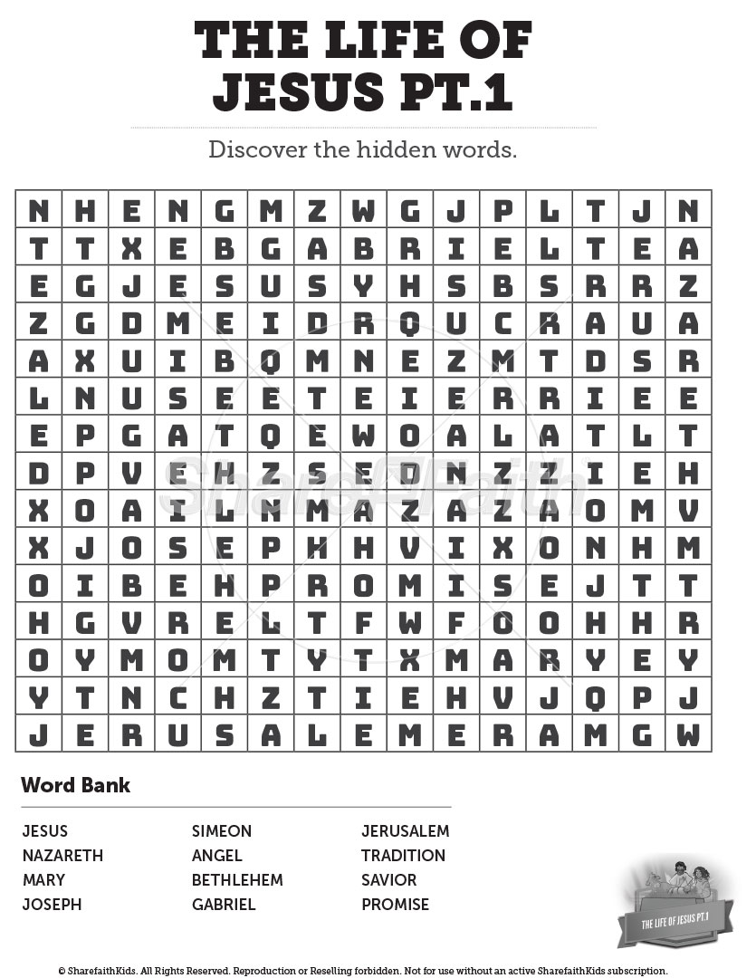 The Life of Jesus – Part 1: Word Search