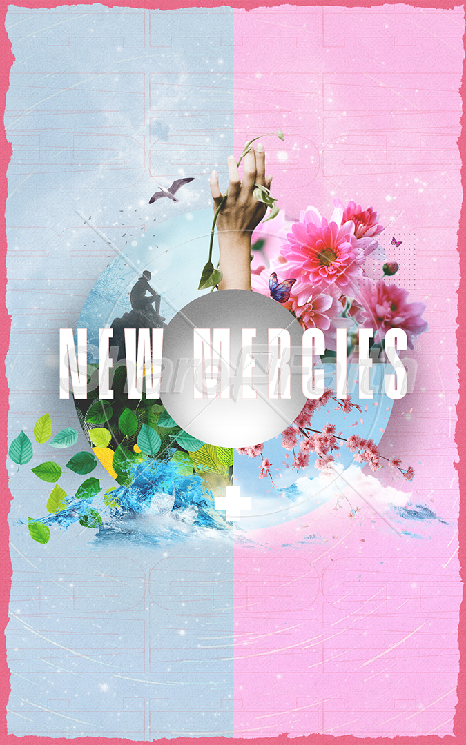 New Mercies Collage Bloom: Bifold Bulletin Cover