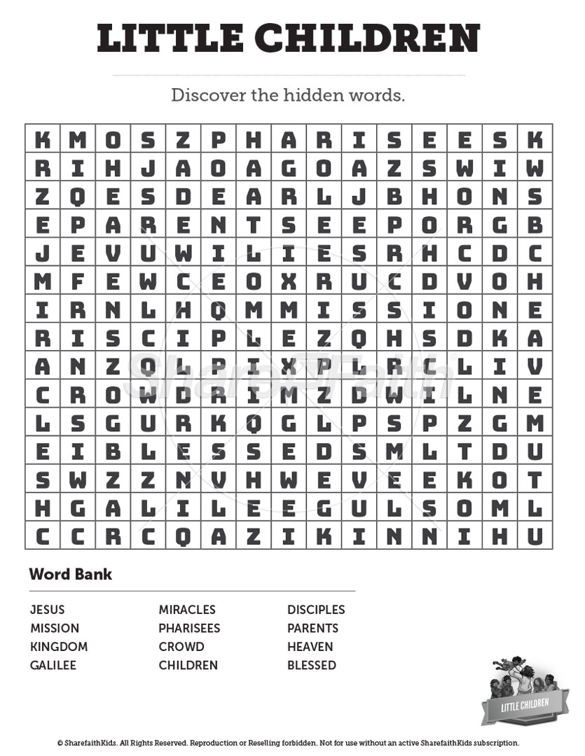 Matthew 19 – Little Children: Word Search
