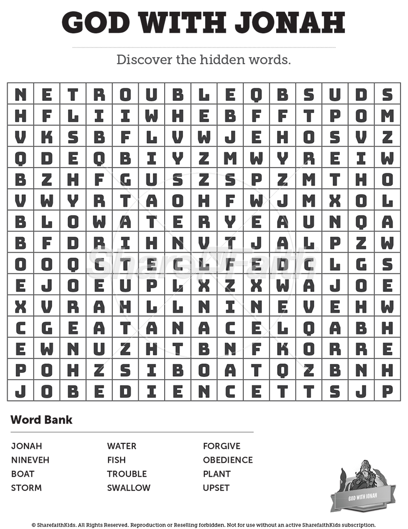 God with Jonah: Word Search
