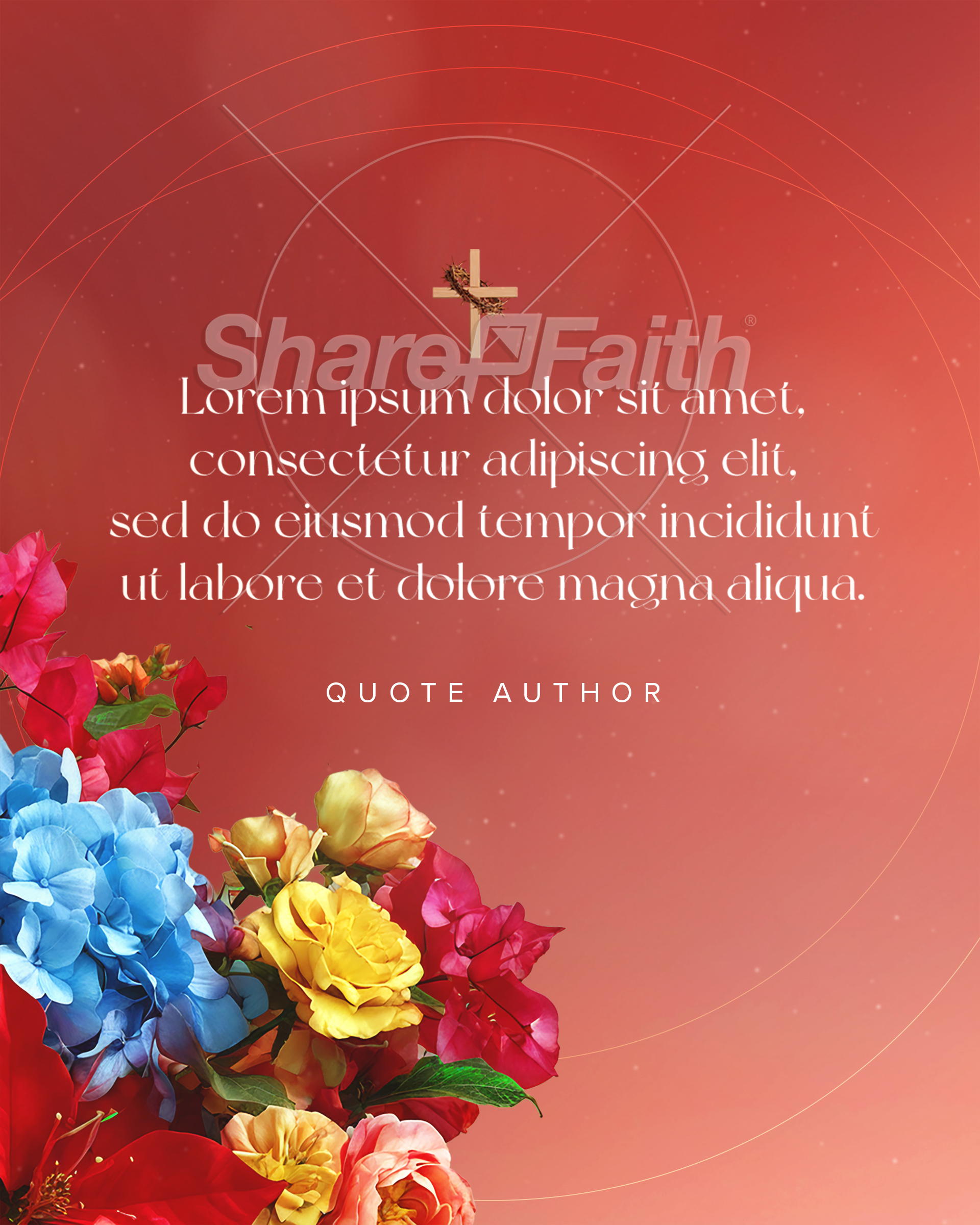 Easter At Your Church – Floral Wooden Cross Quote: Social Post