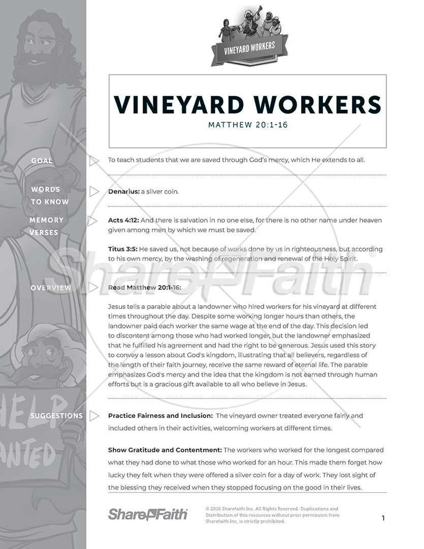 Vineyard Workers: Curriculum