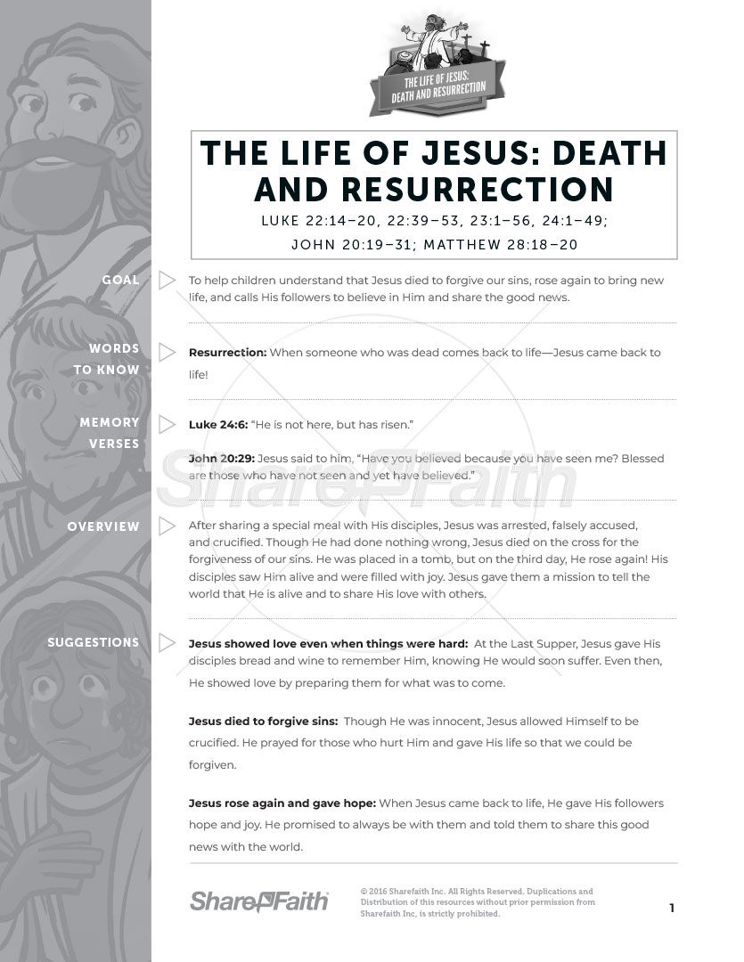 The Life of Jesus – Death and Resurrection: Curriculum