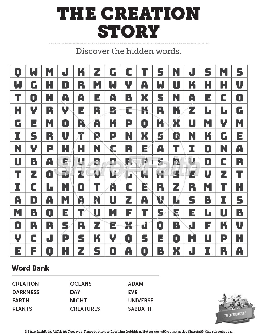 The Creation Story: Word Search