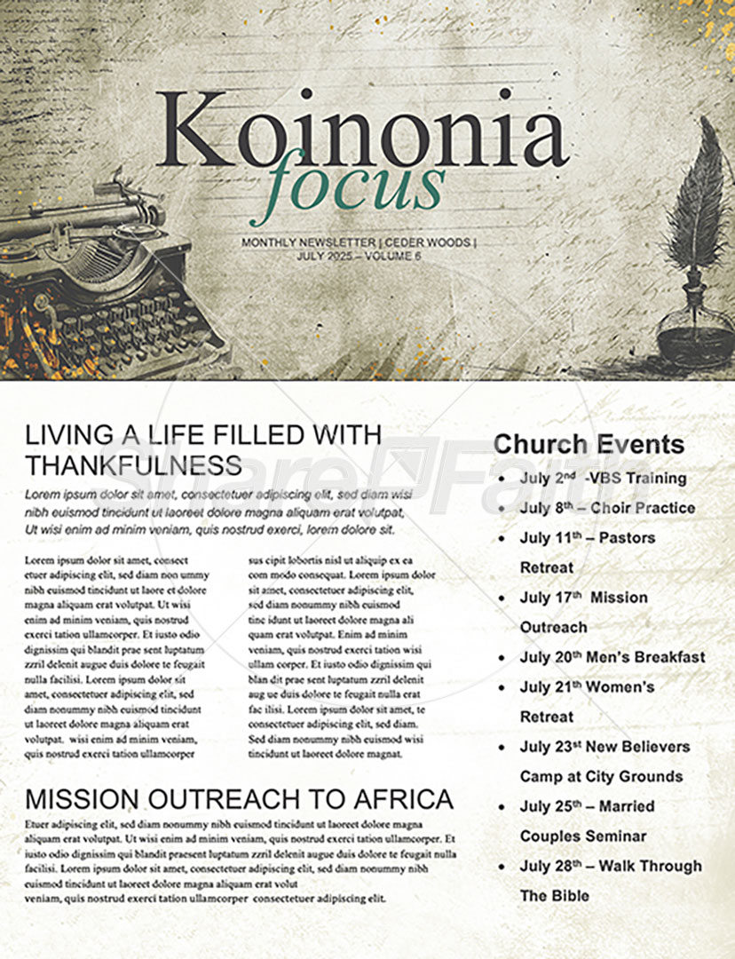 Dear Church: Newsletter