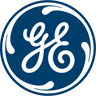 GE logo in white on dark blue circular background.