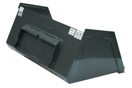 mini skid steer snow and litter bucket moving mulch on jobsite, mini skid steer snow and litter bucket reinforced cutting edge close up, mini skid steer snow and litter bucket handling debris, mini skid steer snow and litter bucket high capacity design