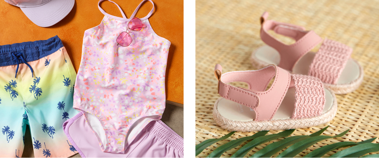 swim laydown and sandals