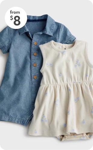 from $8 dresses and rompers